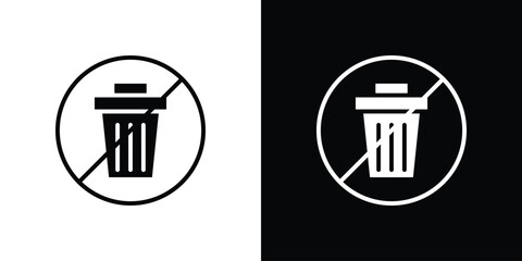 No garbage signs set. Black and white silhouette collection