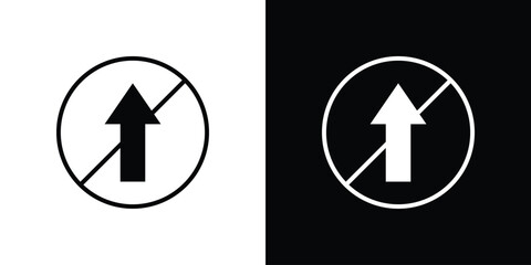 No entry signs set. Black and white silhouette collection