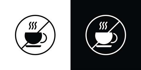 No coffee cup signs set. Black and white silhouette collection