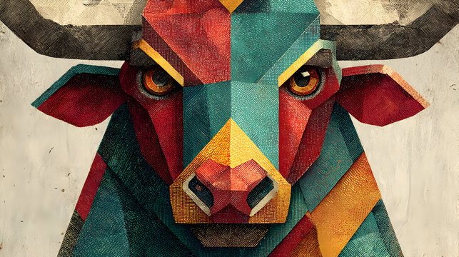 Geometric illustration of a bull's head.