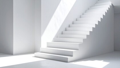 Fototapeta premium White minimalist interior staircase