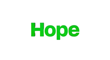 Vibrant green 'Hope' lettering radiates positivity and optimism, perfect for motivational designs and inspiring messages, a symbol of faith and resilience