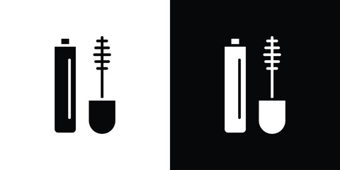 Mascara icons set. Black and white silhouette collection