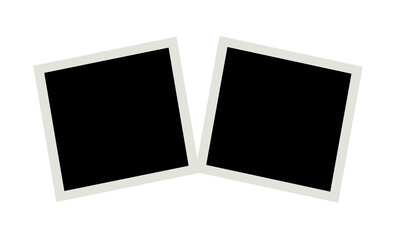 Blank square photo frames pair for scrapbook designs, posters, collages, memories, placeholders, and modern graphic design projects