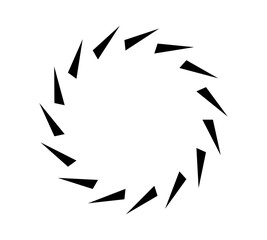 Black abstract circular rotation shape with sharp triangular spikes for logos, overlays, decorative patterns, and creative digital artwork