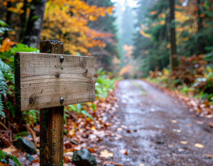 Fototapeta premium Hiking Trail Marker Autumn Mountain Forest Recreation Photography