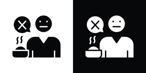 Lack of appsetite icons set. Black and white silhouette collection