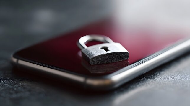 Silver padlock securing a smartphone symbolizing digital privacy and mobile data protection