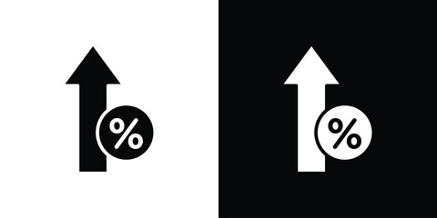 Interest growth icons set. Black and white silhouette collection