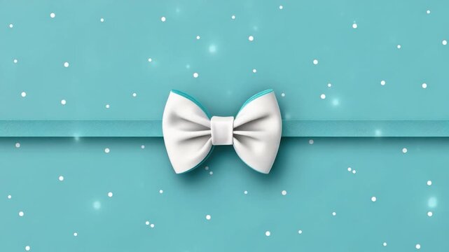 A simple white bow tie on a bright blue background, perfect for any occasion