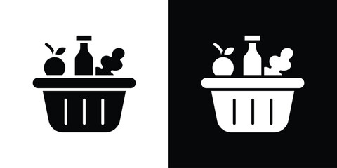 Groceries icons set. Black and white silhouette collection