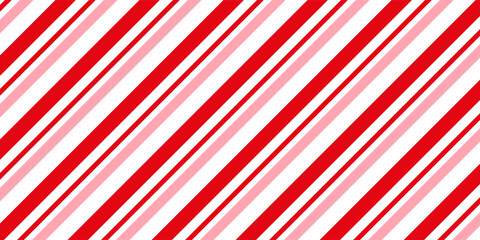 Candy cane Christmas background, peppermint diagonal stripes print seamless pattern