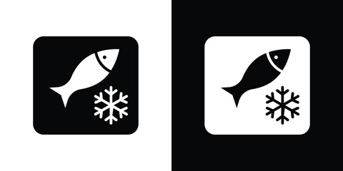 Frozen food icons set. Black and white silhouette collection