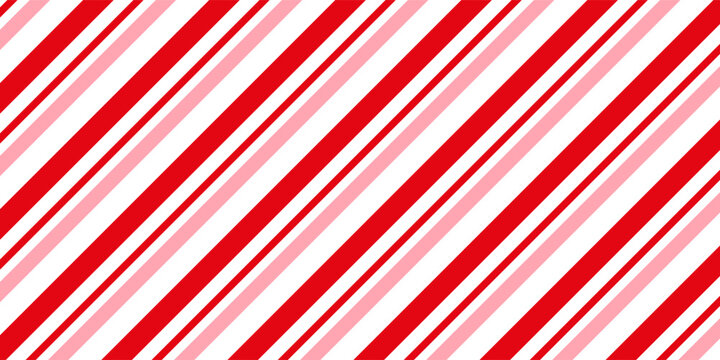 Candy cane Christmas background, peppermint diagonal stripes print seamless pattern