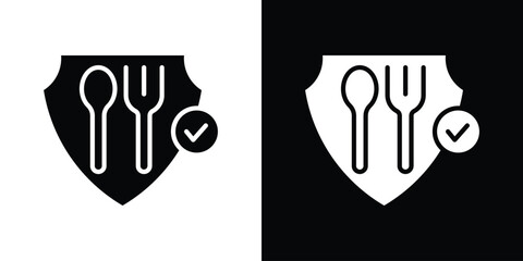 Food safety icons set. Black and white silhouette collection