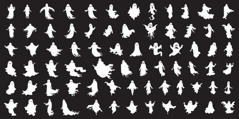 ghost icon set cute cartoon halloween spirit vector collection