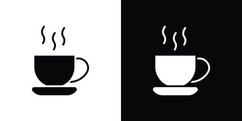 Cup of coffee icons set. Black and white silhouette collection