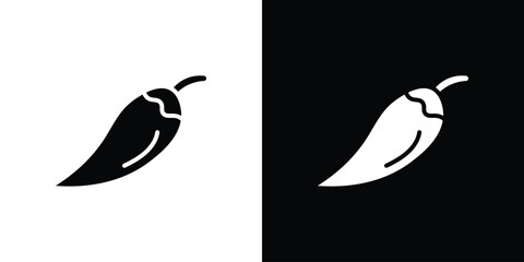 Chilli icons set. Black and white silhouette collection