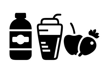 Drink and fruit vector icon set