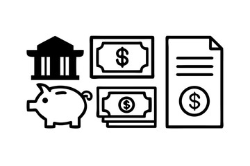 Finance and banking icons for money concept