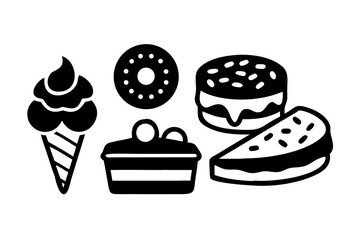 Sweet dessert icons for menu or food concept