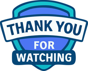 Blue modern shield badge for video outros or presentations.