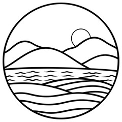 Desert Dunes at Dusk – Line Art Vector