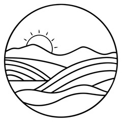 Desert Dunes at Dusk – Line Art Vector