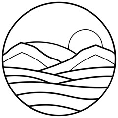 Desert Dunes at Dusk – Line Art Vector