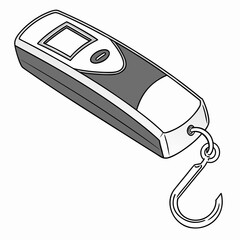 Digital hanging scale with a hook and display screen for weighing luggage or other items © Mia1000