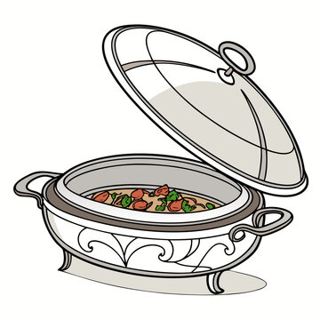 silver chafing dish with open lid clip art preview