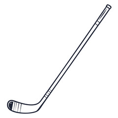 Simple outline drawing of a hockey stick on a white background representing ice hockey sport equipment