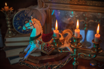 Horse Figurine in Candle Holder. Astrology and Year of the Horse Symbol