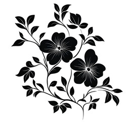 floral design in black vector on a transparent background.