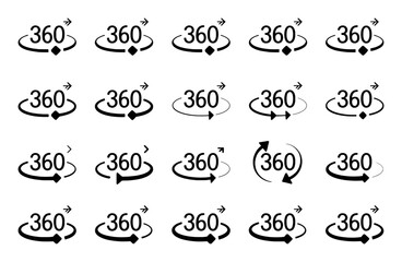 Collection of 360 Degree Rotation Icons and Symbols