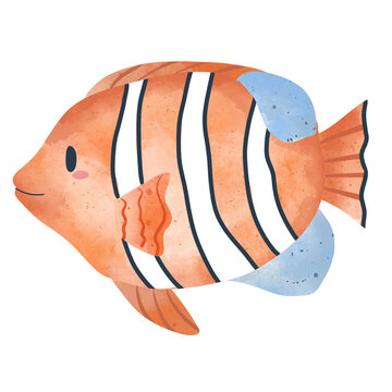 Hand drawn striped fish illustration