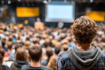 Lecture Hall Audience Listening to Presentation
