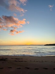 Beatiful sunset on beach of north island of new zealand