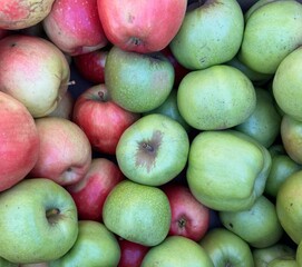 Fresh Green and Red Apples at Market