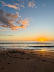 Beatiful sunset on beach of north island of new zealand