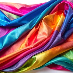 Vibrant rainbow fabric in folds
