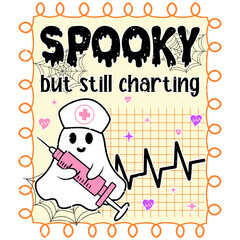 Spooky Nurse PNG – Spooky but Still Charting Halloween Sublimation Design