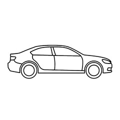 Fototapeta premium Simple Line Art Illustration: Modern Sedan Car Side Profile