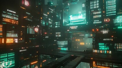 Futuristic cyberpunk city reflecting in water at night - Powered by Adobe
