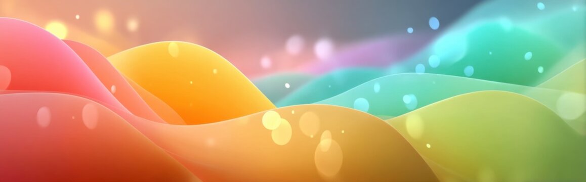 Vibrant colorful background featuring an array of soft gradient mesh blobs far apart in various -safe colors creating a playful and dynamic visual experience