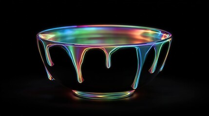 Iridescent Drips on Glass Bowl - Modern Abstract Art