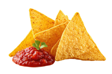 Crispy tortilla chips with salsa