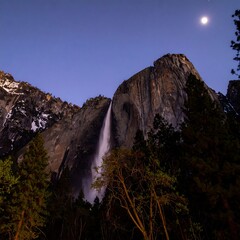 Waterfall at Night, Yosemite Park