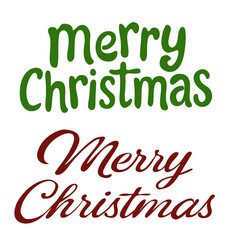 Two “Merry Christmas” text designs in green bold font and elegant red script, ideal for holiday cards, posters, invitations, and festive seasonal graphics.