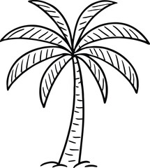 Obraz premium Hand drawn palm tree illustration evokes tropical vacation vibes, perfect for summer designs and travel promotions